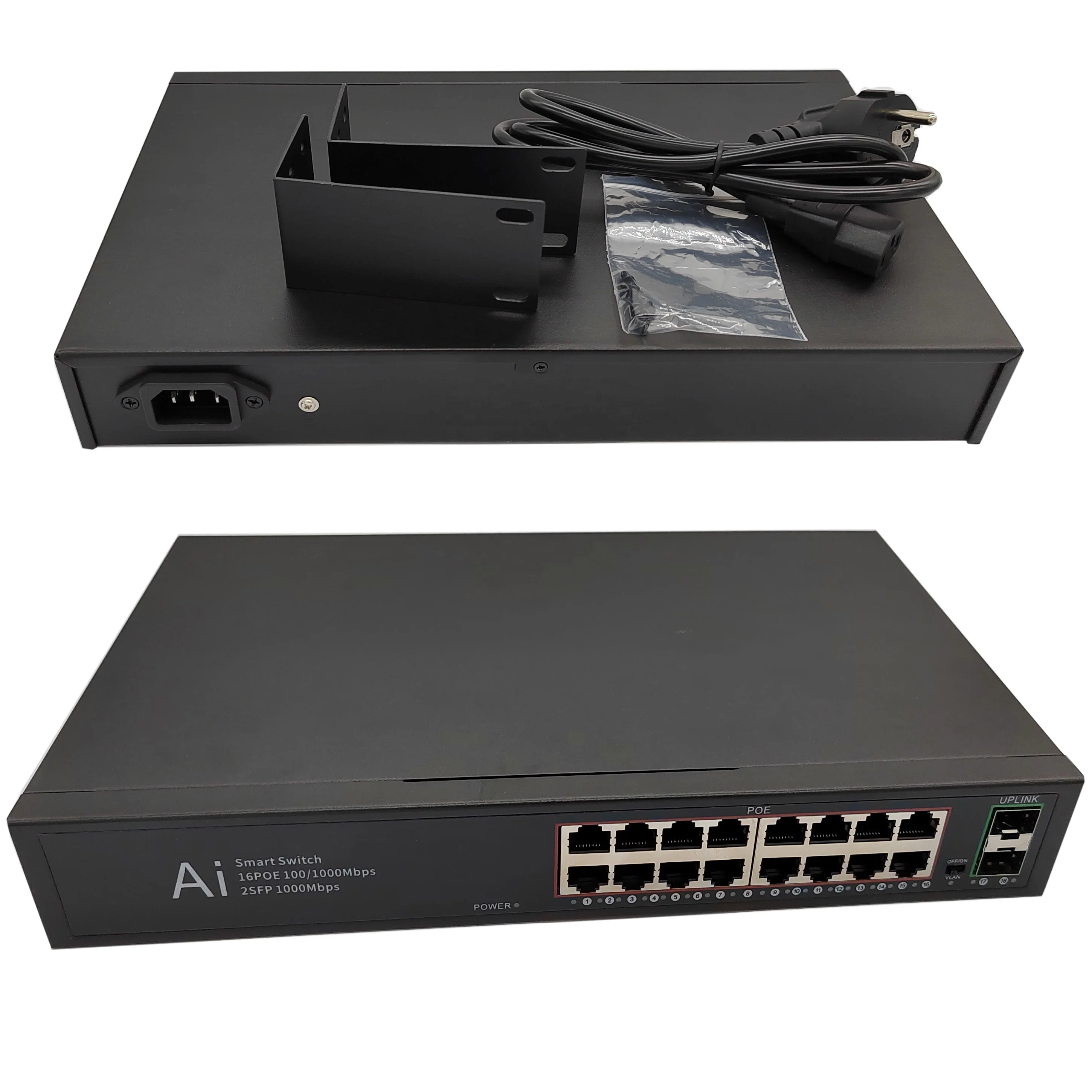 

16Port Full Gigabit CCTV Network Ethernet PoE Switch 48V 10/100/1000M for IP Camera