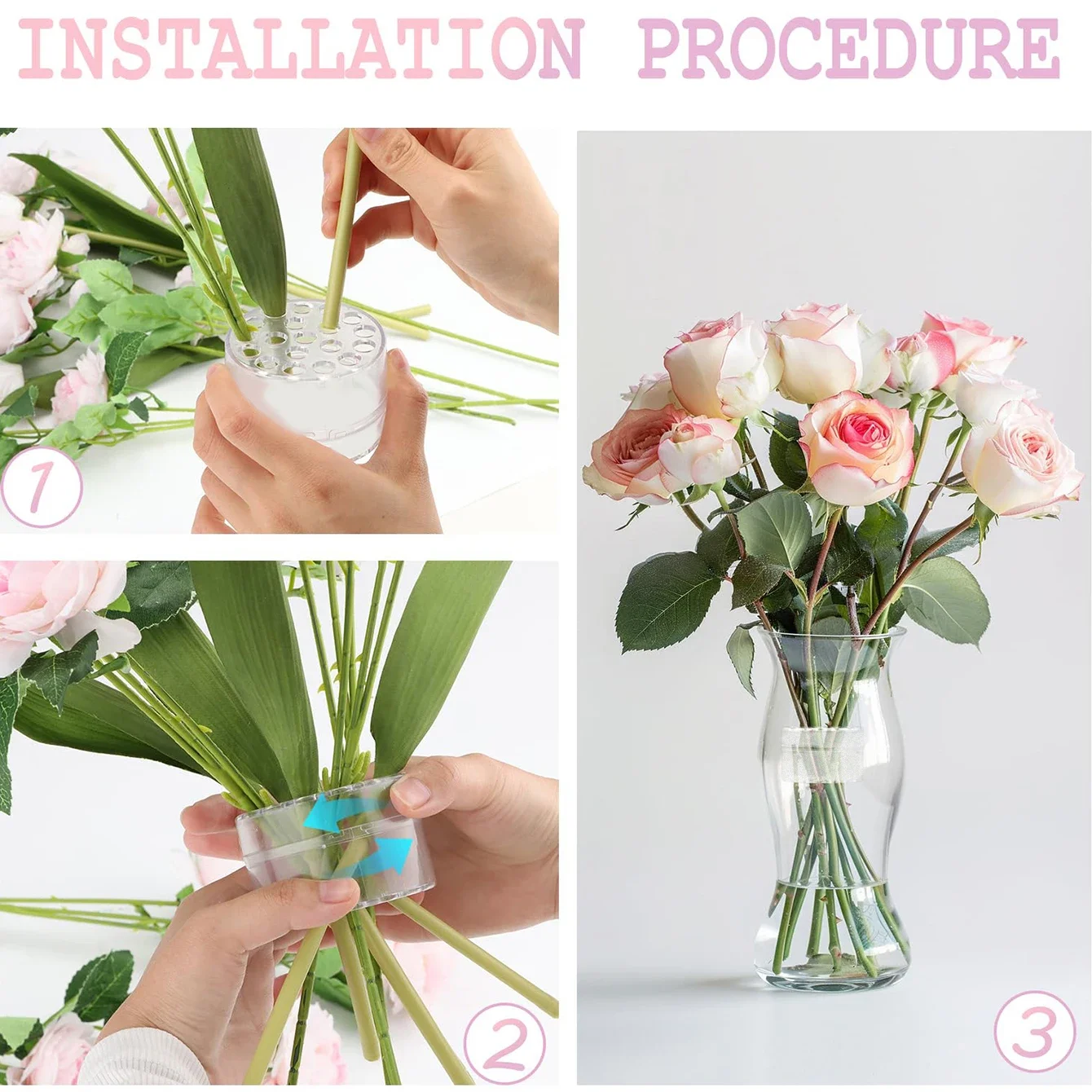 Clear Plastic Spiral Ikebana Stem Holder for Floral Arrangements
