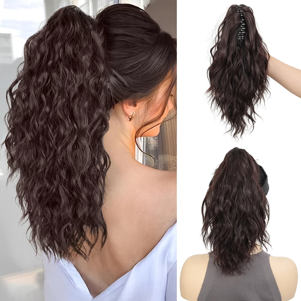 LUPU 35,6 cm langer, synthetischer, lockiger Clip-in-Pferdeschwanz, modisch, für den täglichen Gebrauch, hitzebeständig, elegant, für Halloween, Feiertage – Detail 3