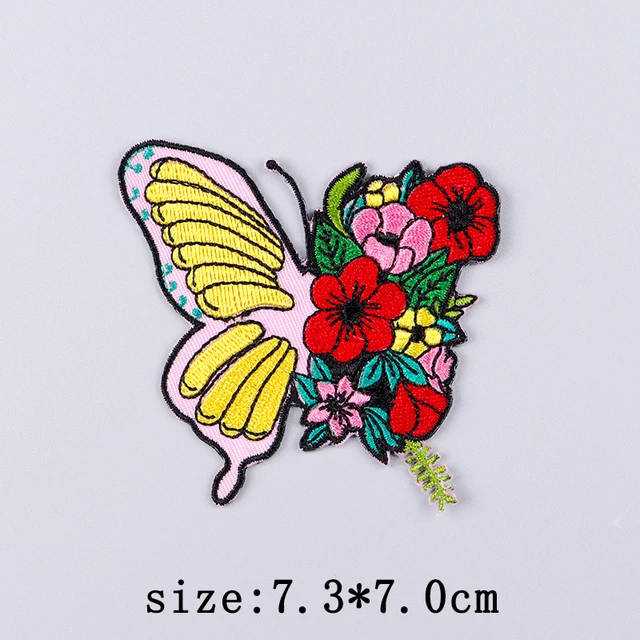 Toppe Applique Farfalle Fiore - 2 Pezzi Per Abbigliamento, Ricamo Adesivo Da Cucire O Ferro