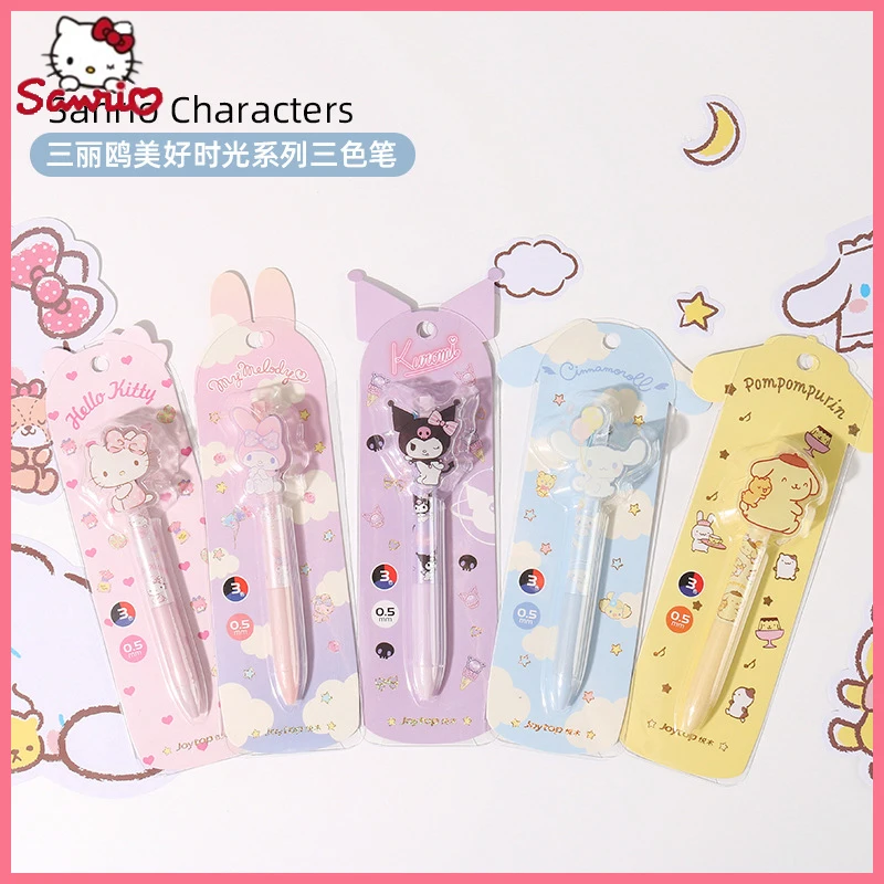 

Sanrio Good Time Tricolor Pen Melody Kuromi Creative Cartoon Pen Holder Neutral Pen Cute Student Pen Student Supplies Office
