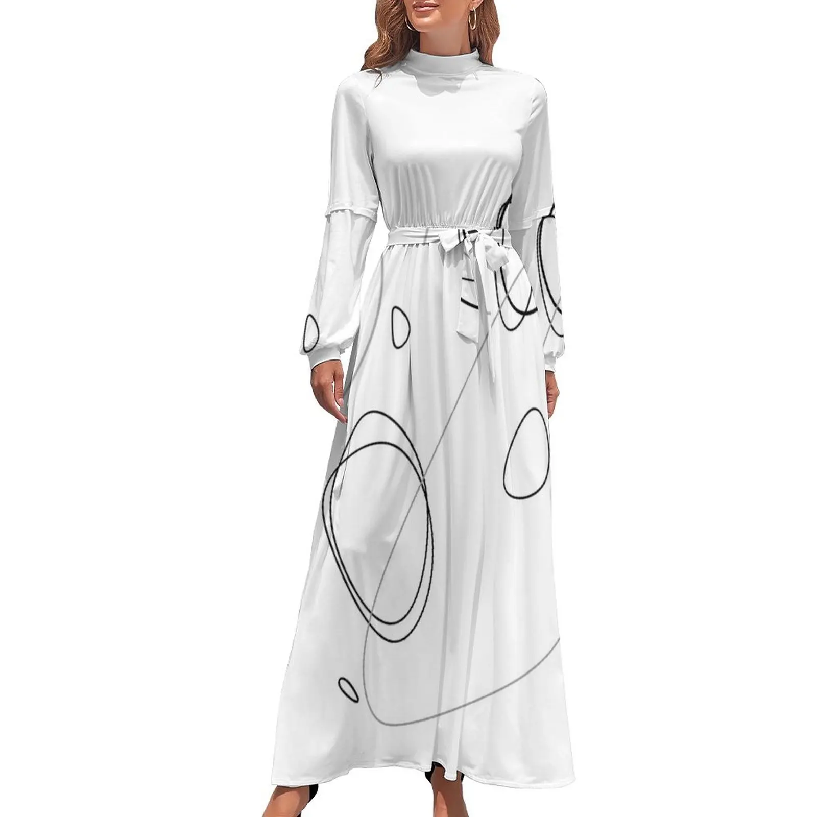 Dibujo de línea abstracta minimalista Impresión de arte Vestido largo Vestidos de mujer Ropa ropa femenina para mujer Vestido de verano para mujer