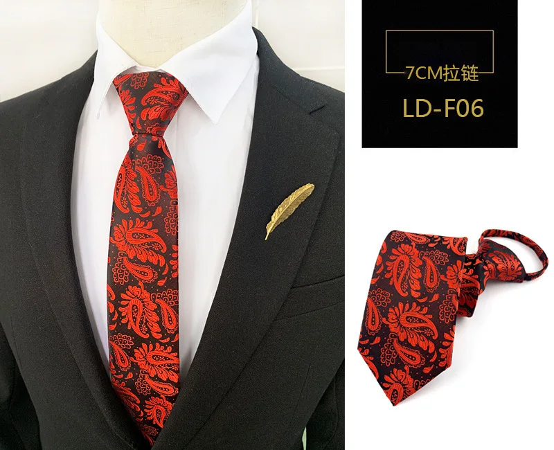 Mode 7 cm Herren Krawatte vorgebunden leicht zu tragen Krawatte Reißverschluss faul vorgebunden Streifen Dot Plaid Business Hochzeit Krawatte für Mann – Detail 9