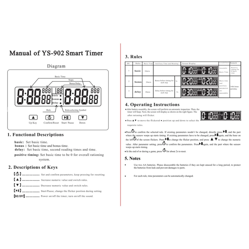 448D Upgrade Chess Clock Bonus Competition Hour Meter Count Up Down Timer Board Game Stopwatch Compact Digital Watch