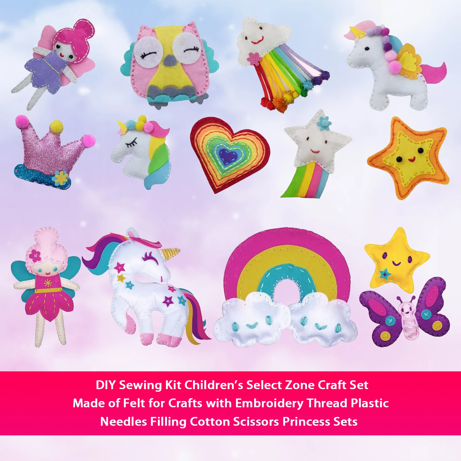 9/5Pcs DIY Sewing Kit Creative Kids Sewing Kits Crafts Set Educational DIY Felt Crafts Beginner Kit Felt Toy Sets