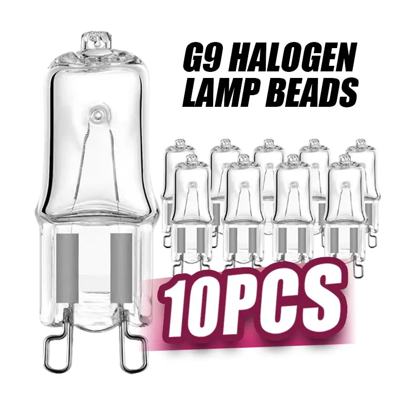 10PCS/배치 G9 할로겐 전구 25W 40W 60W 휴대용 따뜻한 흰색 할로겐 전구 3000-3500K 구형 220V 캡슐 투명 전구