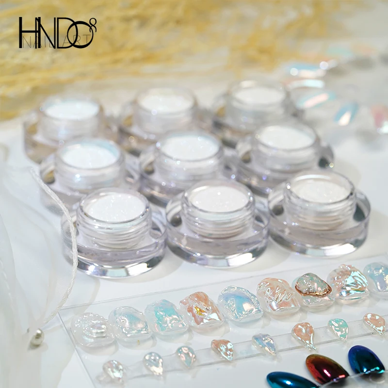 HNDO 9 Color Aurora Moonlight Nail Powder Chameleon Glitter Pigment Dust Mirror Effect for Profession Manicure Nail Art Design