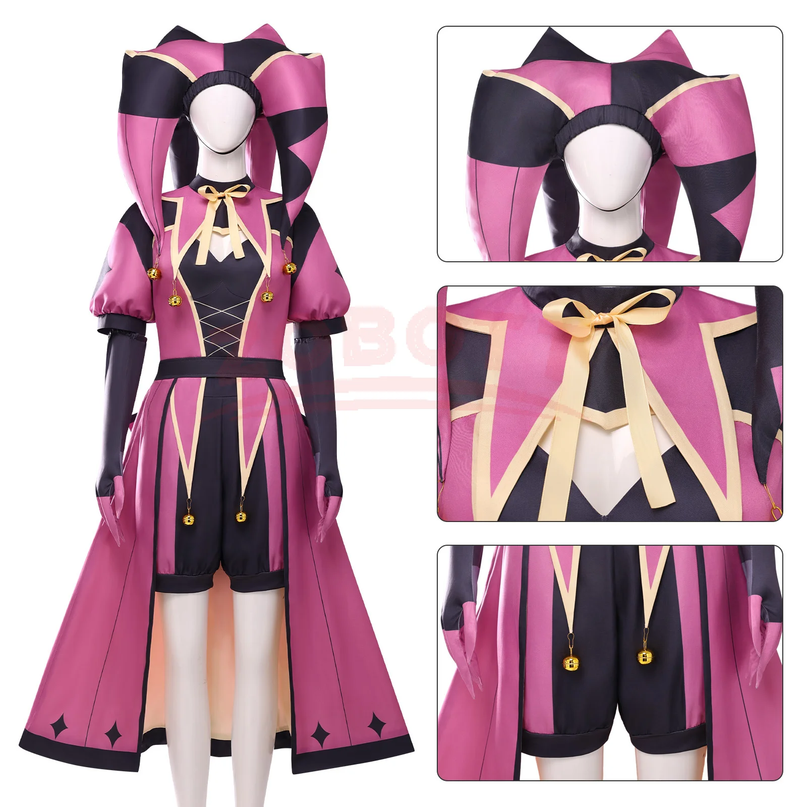 Costume Cosplay Cos Room TFC The Freak Circus Columbina - Outfit da Clown Rosa dell'Angelo - Abbigliamento Spaventoso Yandere Horror - immagine 2