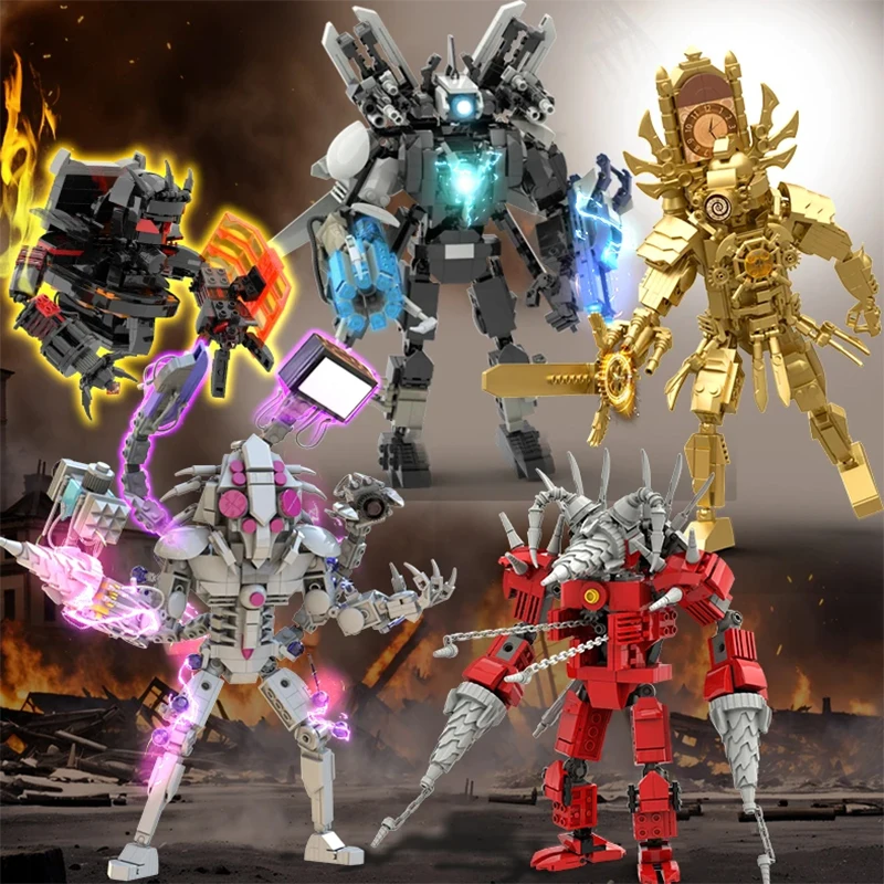 New Skibidi Toilet Vs Giant Toilet Monitor Blocks Toys Titan Clock Man 2.0 Tv Man Cameraman Bricks Model Toys For Kids Boys Gift