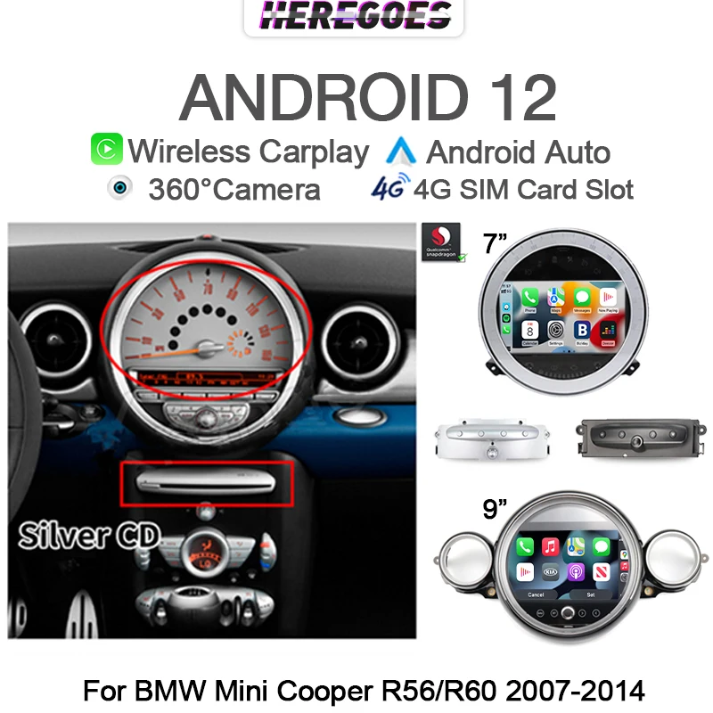 Carplay Android 12 Car Multimedia Player For Mini Cooper Countryman R55 R56  R60 2007 - 2014 Sliver CD GPS Radio Stereo DSP Wifi - AliExpress
