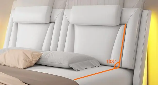 Description Picture 4 of itemUpholstered Platform Bed Frame with Adjustable LED Headboard, and Solid Wooden Slats Support, No Box Spring Needed,Queen