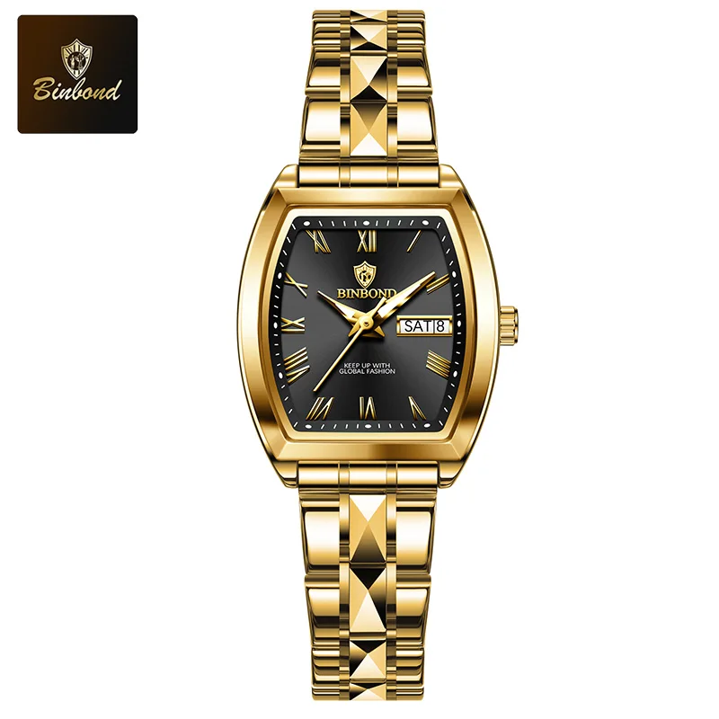 BINBOND الساعات النسائية الفاخرة الفولاذ المقاوم ل...