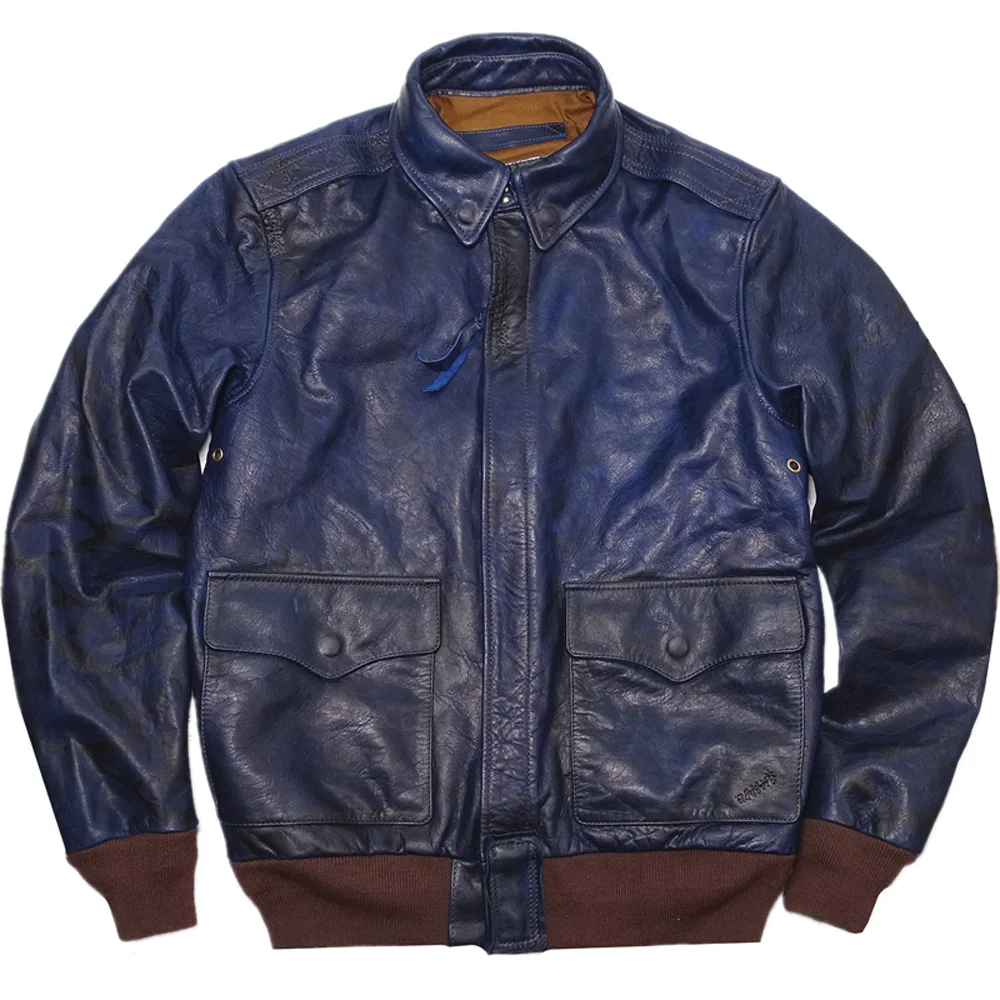 US Air Force Mans Bomber Jacket Coat Genuine Leather Big Size 5XL ...