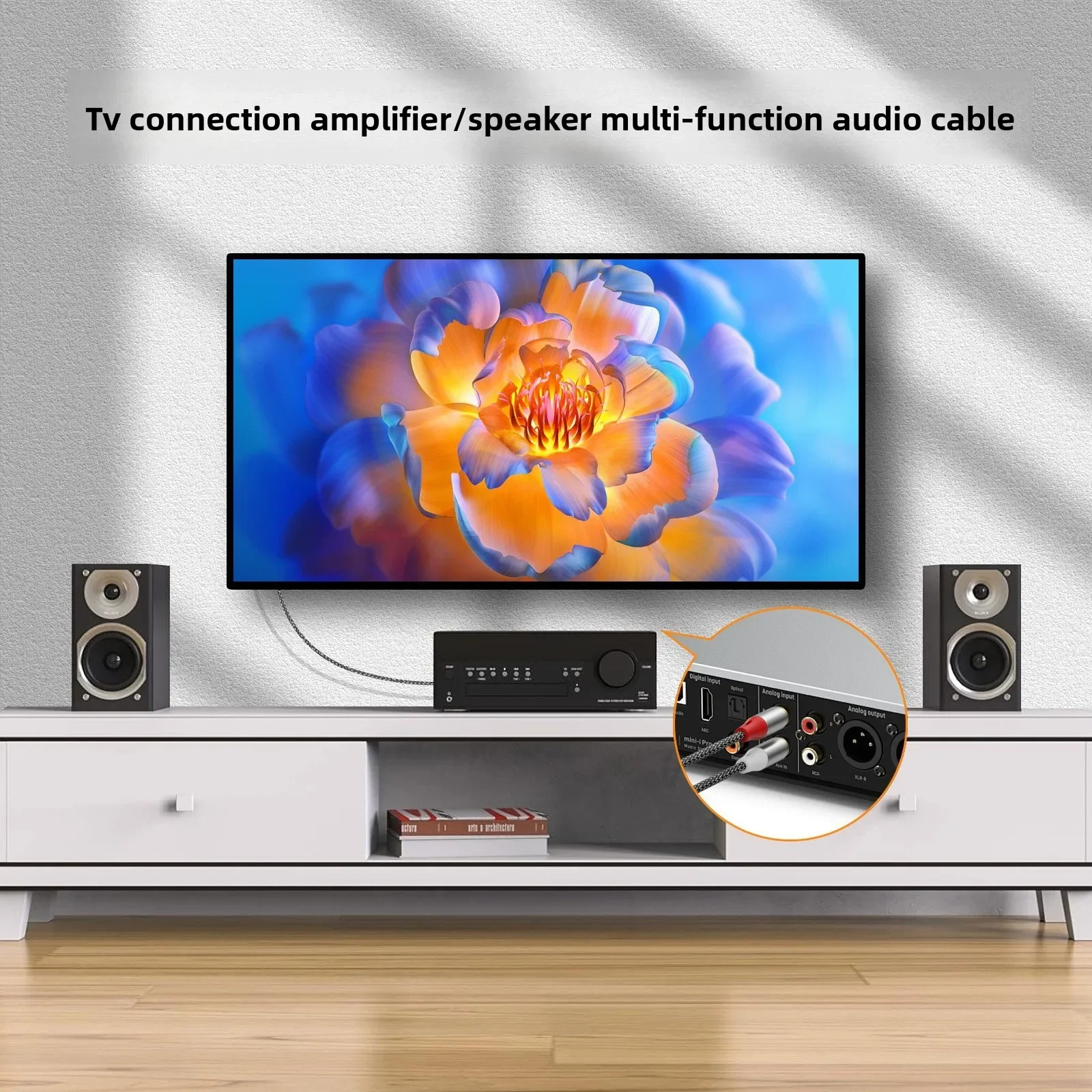 Double RCA Audio Cable, 2 Pairs of RCA Cables for Computer, TV, Amplifier, Subwoofer, and Speaker Connection - 3