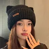 Woman Bonnet Solid Color Warmth Hat Winter Cute Cat Ear Earflap Knitted Hat Thicker Ear Protection Soft Street Beanie Hat 1
