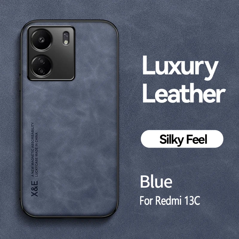 Leather Magnetic Car Holder Phone Case – Ultra-Slim Silicone Protective Cover for Xiaomi and Poco Phones