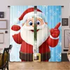 2Pcs Christmas Curtain Father Christmas Happy Winter Snow Season Elements Suitable For Living Room Bedroom Kitchen And Bathroom 4