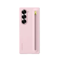 Foldable Case Cover with Liquid Silicone Finish and Optional Pen Holder - Shockproof Hard Shell with Tempered Film Protection (Pink No Pen)