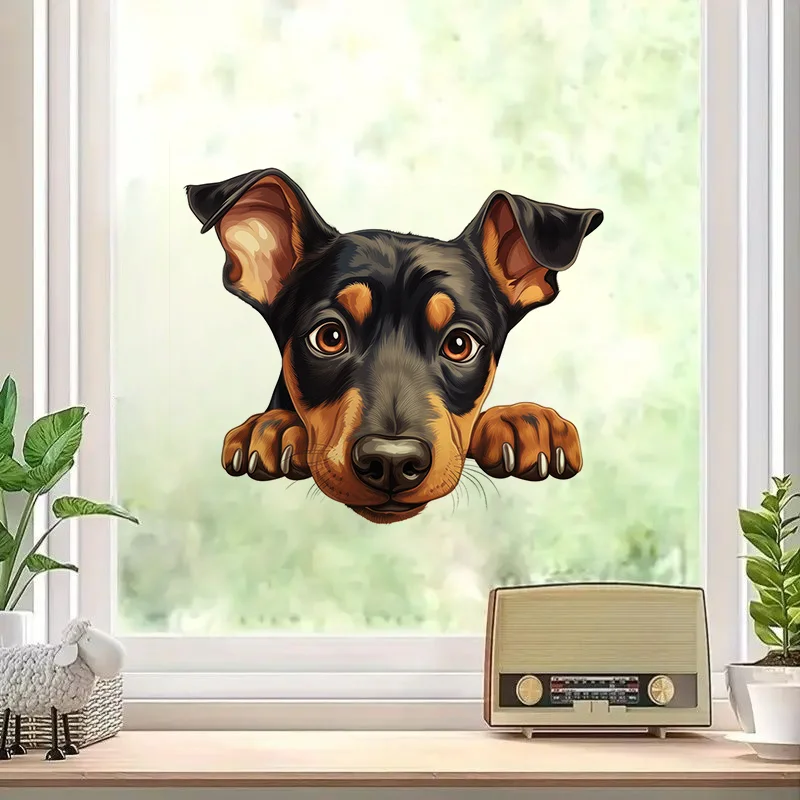 90946# Doberman Pinscher Puppy Toilet Stickers, Bedroom Entryway Living Room Porch Home Decoration Wall , Removable Stickers