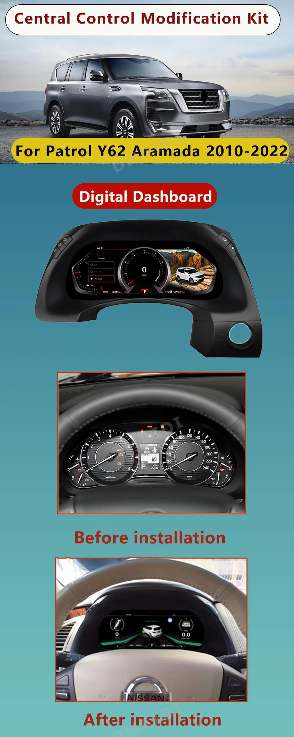 ֻ Ʈ Y62 Armada ڵ  LCD ú, ũ  ý ӵ  г , 12.3 ġ