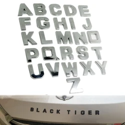 3D Silver Chrome Car Decals 25mm Metal Letter and Number Stickers Waterproof Exterior Alphabet Car Accessories