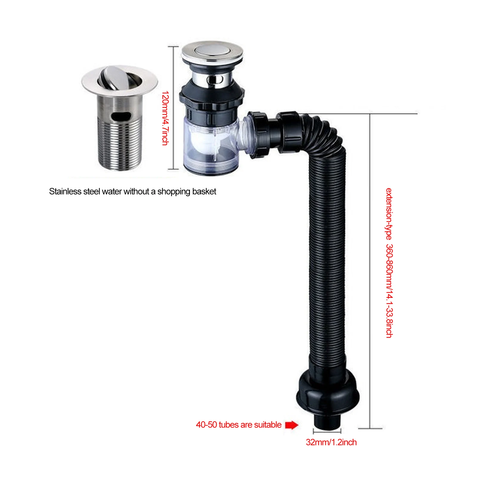 1Pc Kitchen Sink Drain Pipe Flexible Stretchable Deodorant Strainer Pipeline Bathroom Washbasin Anti Blockage Accessories 6
