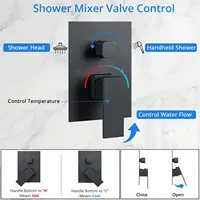 Shower Faucet Set Matte Black Shower System, with 10 inch Shower Head and Handheld Spray Rain, 2 in 1 Wall Mounted 2