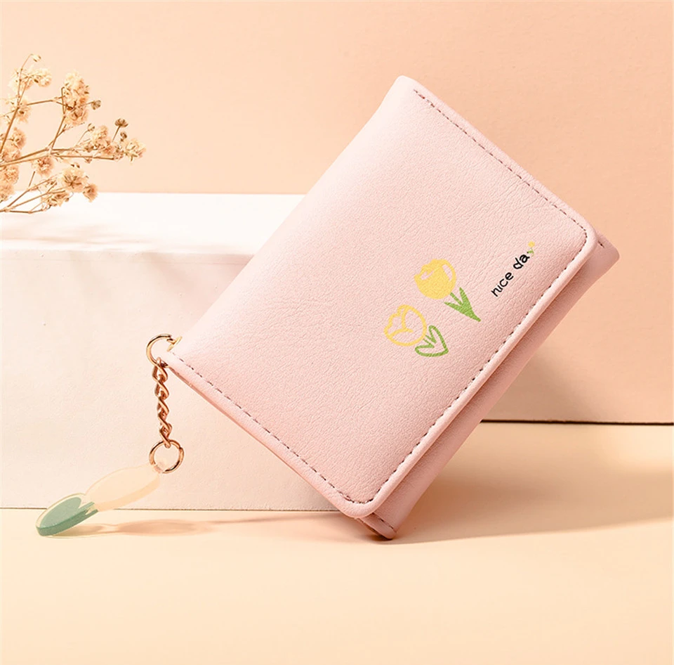 New Short Buckle Wallet Korean Version Of The Three Fold Small Fresh and  Simple Personality Small Floral …