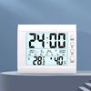 Digital Wall Desk Clock with Temperature Humidity Date Week Large LCD Display Battery Operated Alarm Clock for Bedroom 1
