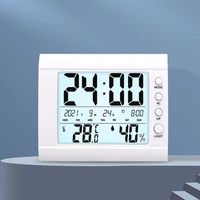 Digital Wall Desk Clock with Temperature Humidity Date Week Large LCD Display Battery Operated Alarm Clock for Bedroom 1