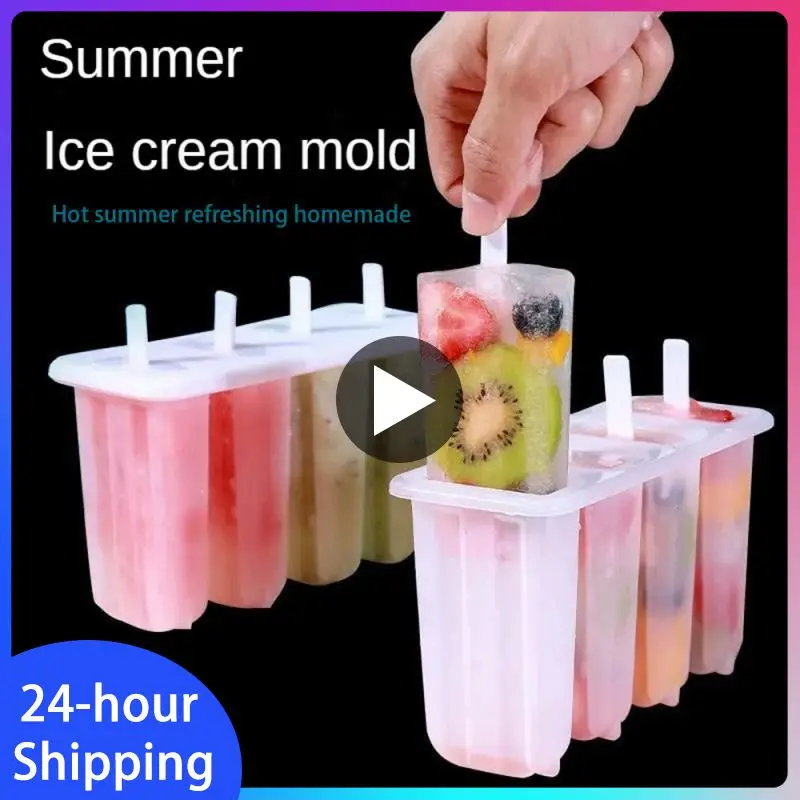 

Mold 4 Grids Clean And Hygienic Easy To Clean Material Safety Easy To Release Kitchen Tools Popsicle Mold Pp Durable Sorbet Mold