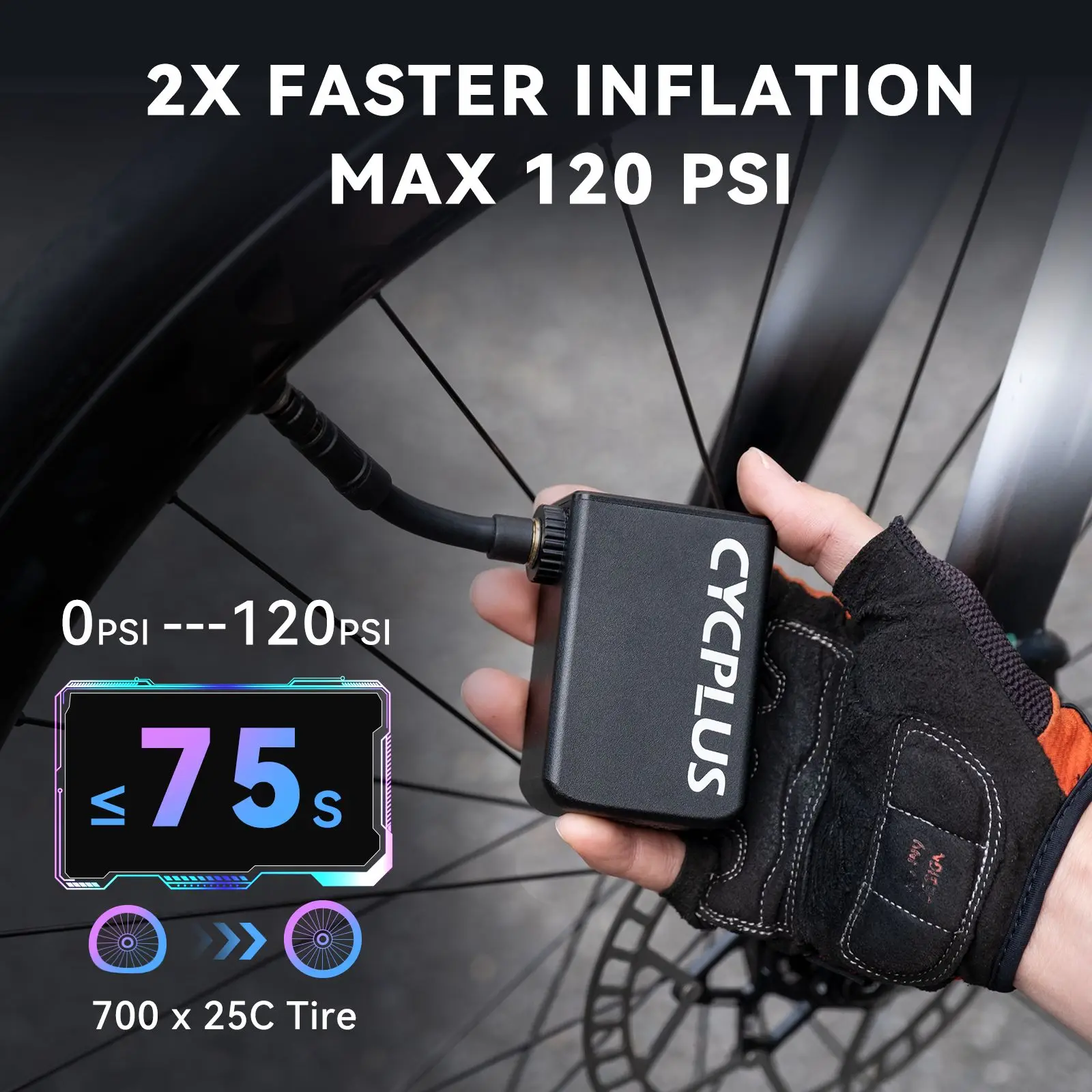 Air Pump CYCPLUS Mini AS2 100PSI AS2PRO 120PSI Max Electric Portable Bike Inflator Pressure Guage Type-C Bicycle Tire Compressor