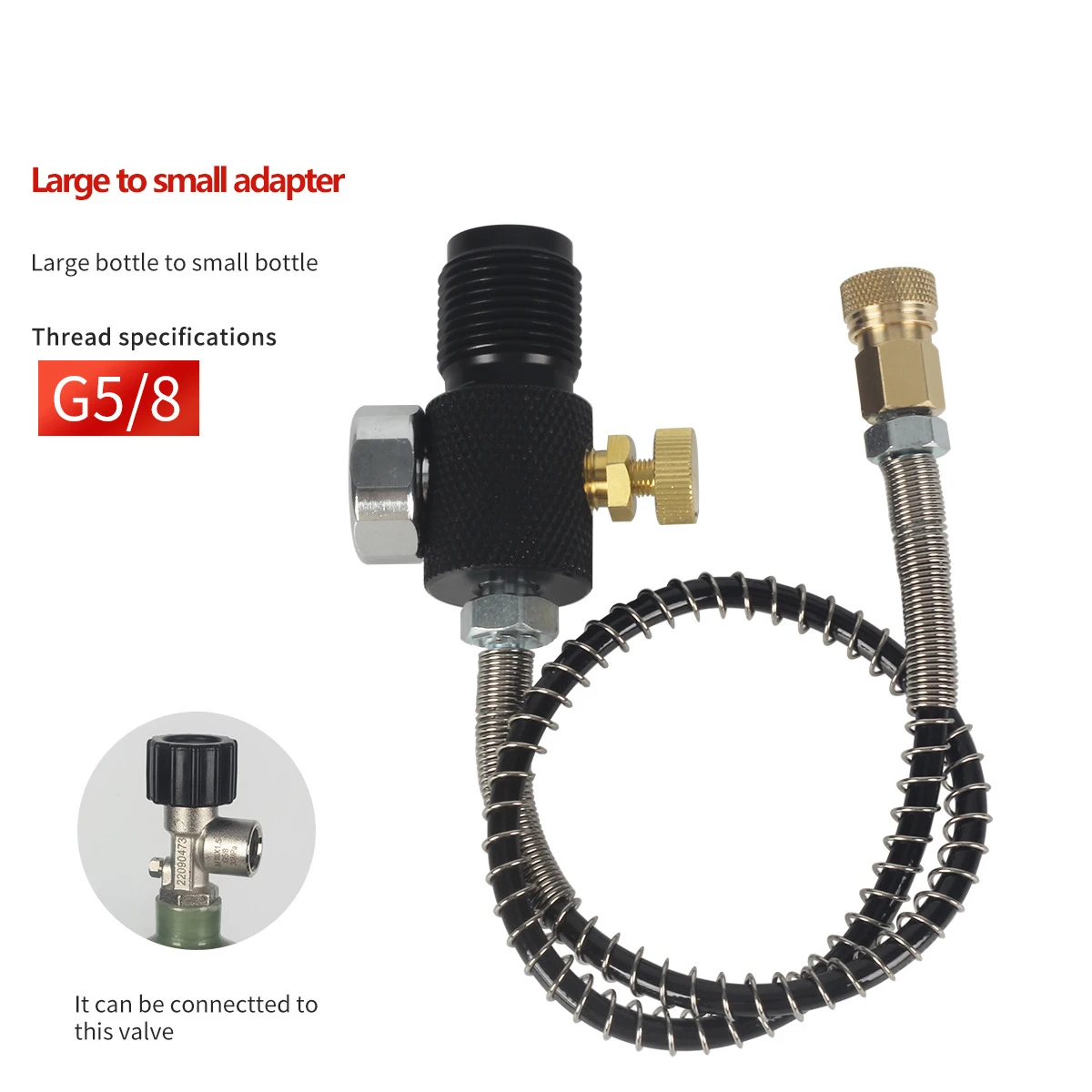 Jauge de pression intégrée à l'adaptateur HPA 4500psi 300bar, affichant 300 bar.