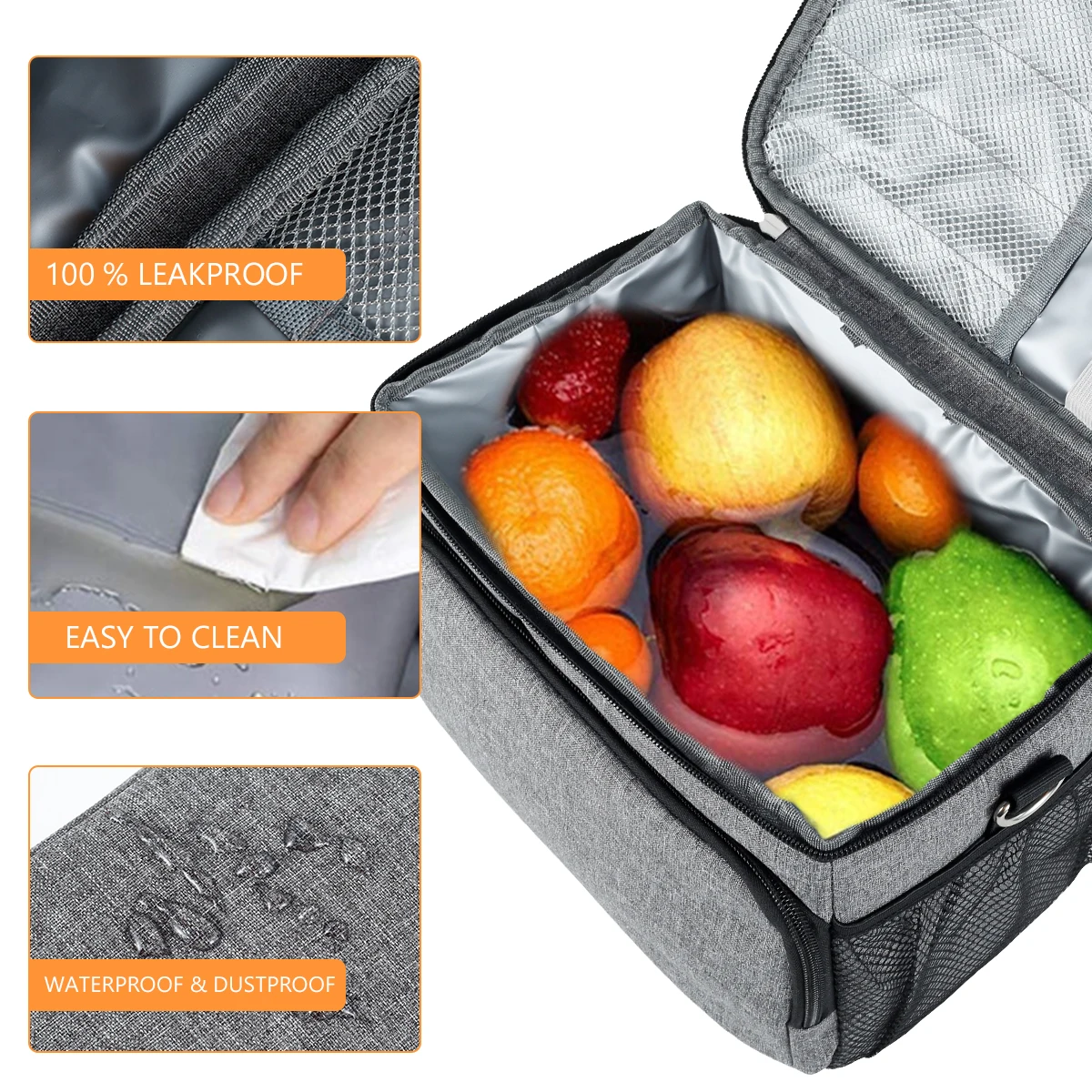 Insulated Lunch Bag Large Capacity Cooler Bag Bento Pack Student Bento Lunch Handbag Leakproof Thermal Organizer Bags