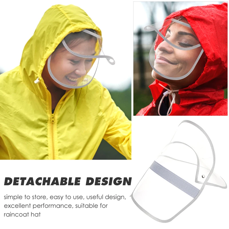 New 1PC Protective Cap Replaceable Hat Brim Clear Hood Raincoat Jacket Face Protector Poncho Transparent Rainproof