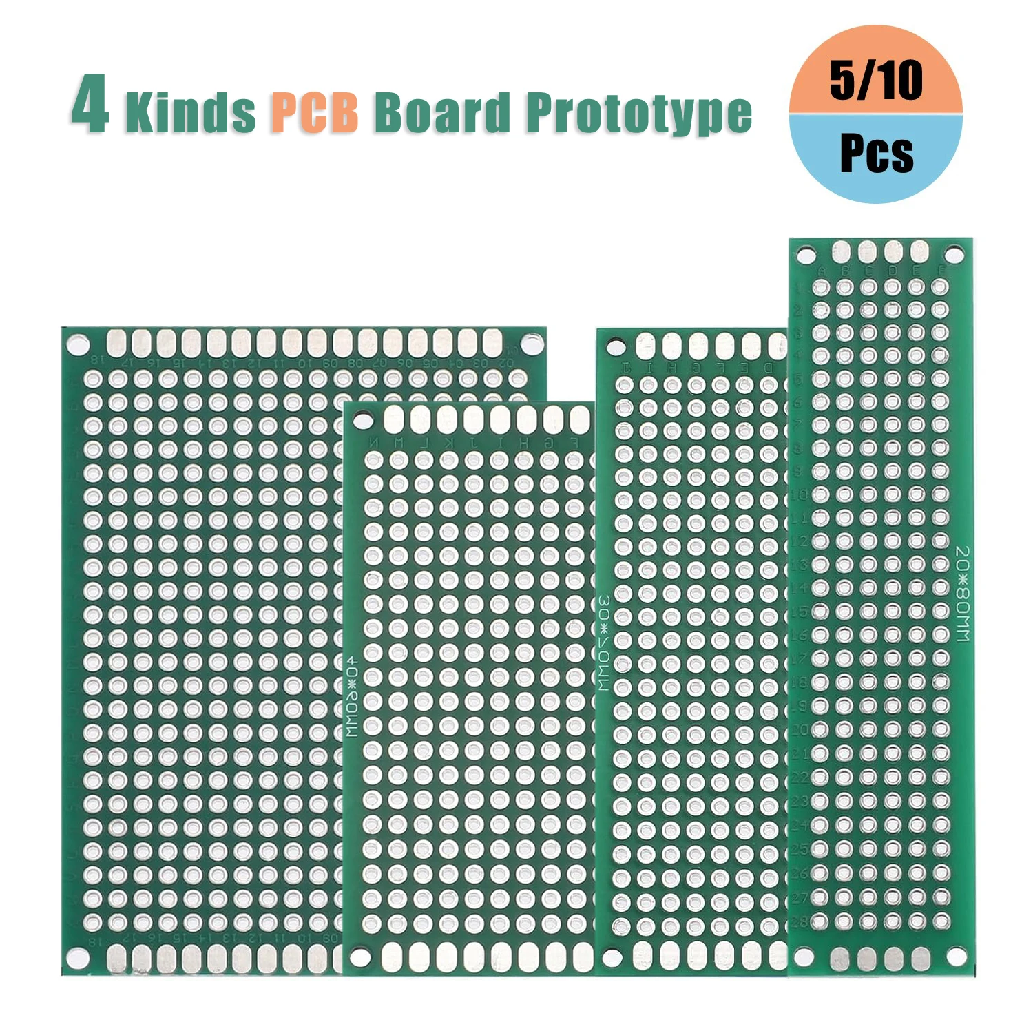 PCB Board Prototype Board Green 2x8/3x7/4x6/5x7/7x9cm Double Sided Circuit Boards For DIY Soldering Project 5/10PCS