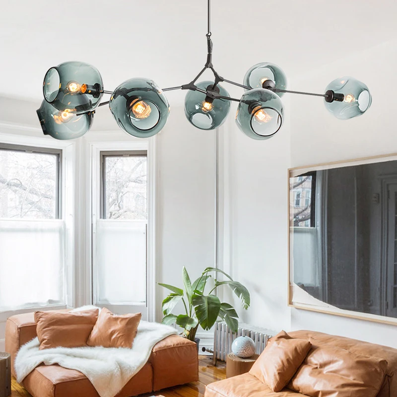 

Postmodern Living Room Lamp Bedroom Creative Magic Bean Molecular Lamp Designer Dining Room Chandelier 6 colors for choice