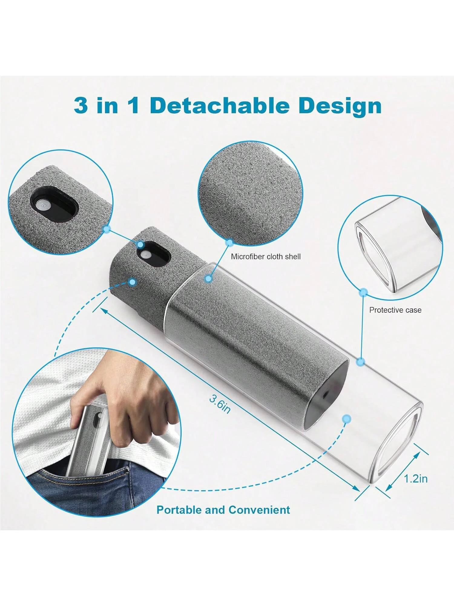 1 Pack Screen Cleaner,3-in-1 Touchscreen Mist Cleaner Spray and Microfiber Cloth,for All Phones, Laptop and Tablet Screens