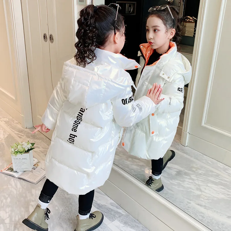 13.24US $ 29% OFF|2023 Winter Down Jacket For Girls Coat Fashion Shiny  Waterproof Hooded Children's Outerwear 5 12 Years Teen Kids Parka Snowsuit|  | -