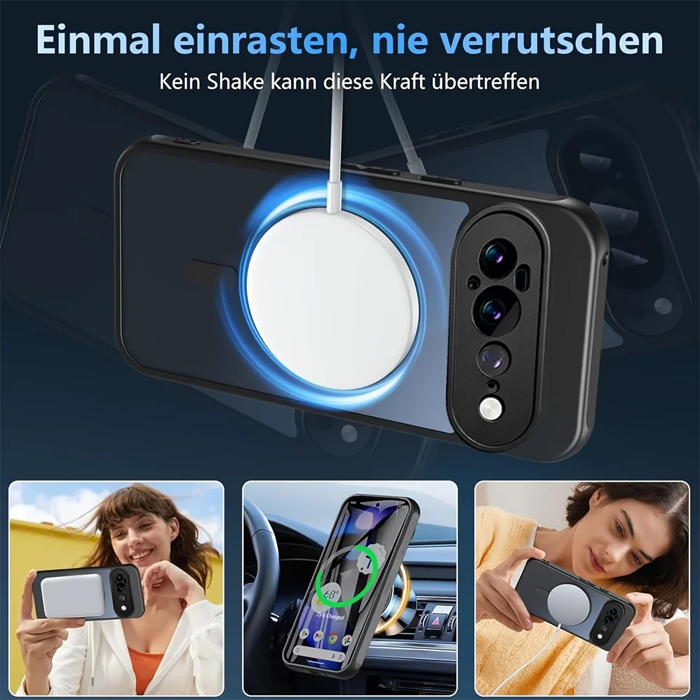 Sleek Clear & Matte Magnetic Shockproof Case with Magsafe Wireless Charging Compatibility