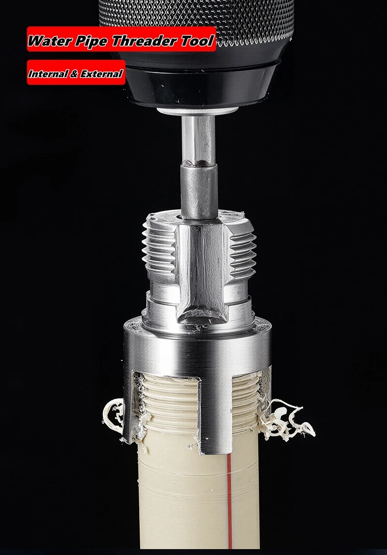 Integrated Internal External Pipe Threading Tool (3/4"),Hex Shank Die Pipe Threader Cutting Tool Universal Wire Cutting Tool