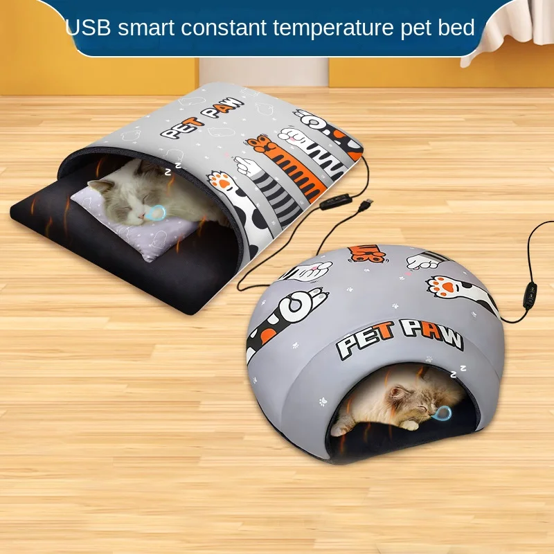 

Cat Nest Winter Warm Pet Nest Usb Electric Blanket Thermostat Dog Nest Semi-closed Pet Bed Cat Mat Can Be Removed And Washed
