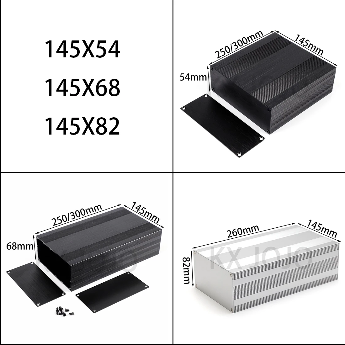 Caixa Dividida de Alumínio Impermeável Caixa Eletrônica Caixa do Poder Instrumento Prata Preto Cerco 145 mm 54 mm 145 mm 68 mm 145 mm 82 mm