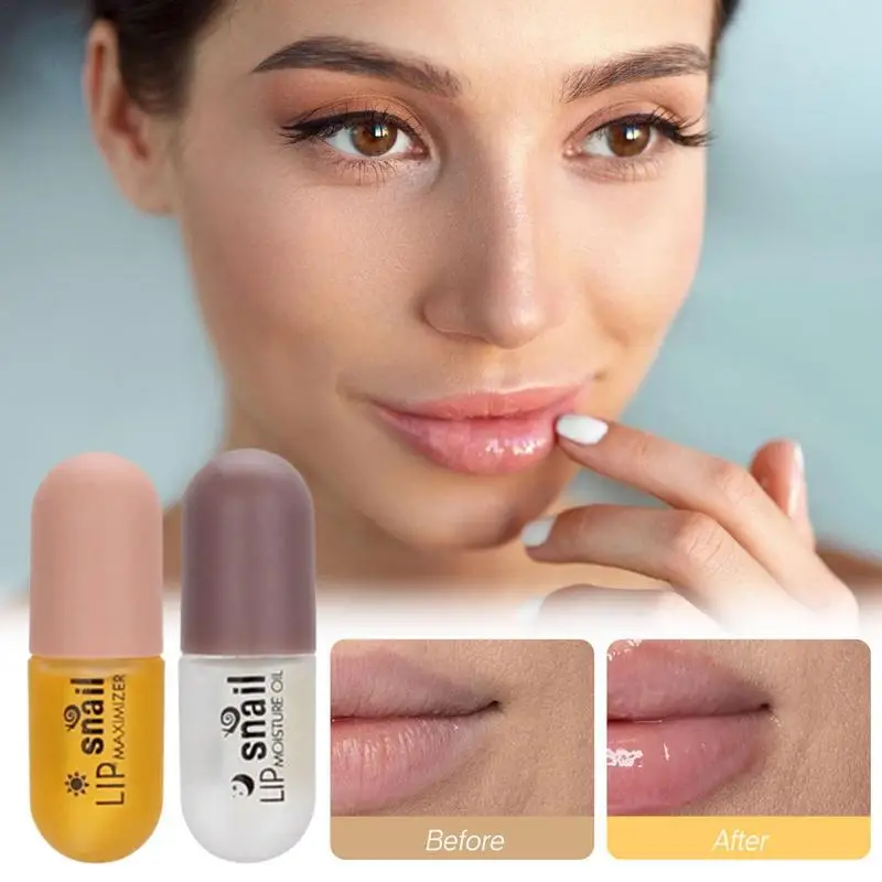 

Sdattor Lip Plumper Set Natural Gloss Serum Lip Filler Enhancer Glosses Hydrating Moisturizing For Day & Night Use 2pcs