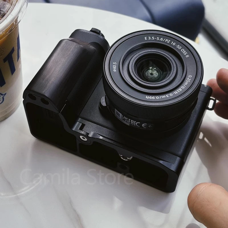 나무 L 타입 브래킷 삼각대 퀵릴리즈 플레이트 베이스 그립 핸들,  ZV-E10m2 ZVE10 II 디지털 카메라 Arca-Swiss 삼각대
