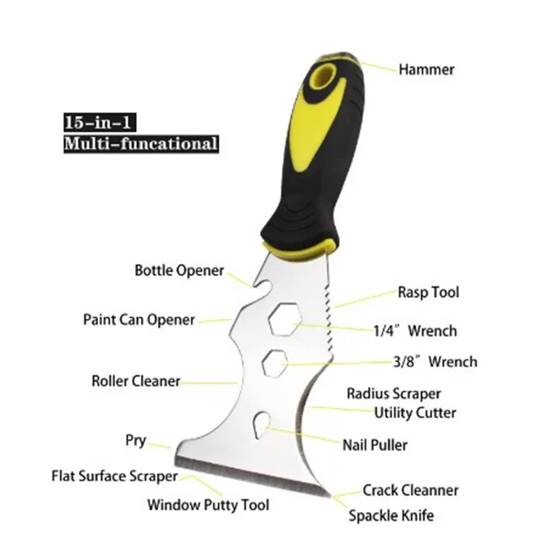 15 in 1 putty knife stainless steel paint scraper for wallpaper home DIY
