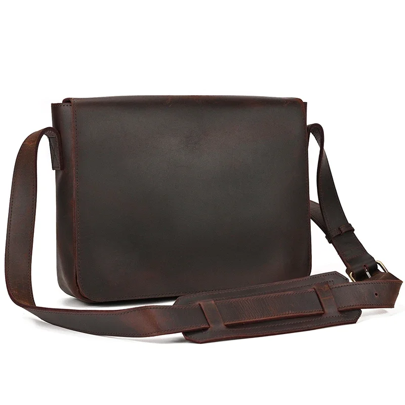 Brown Leather Laptop Messenger Bag for Men
