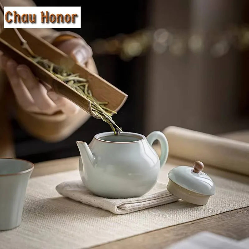 110ml Boutique Ru Kiln Pear Shaped Ceramics Teapots Handmade Household Ball Hole Filtration Small Tea Pot Tea Ceremony Drinkware