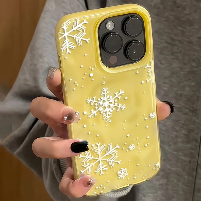 Elegant Snowflake Textured Winter Phone Case - Anti-Drop Soft Cover