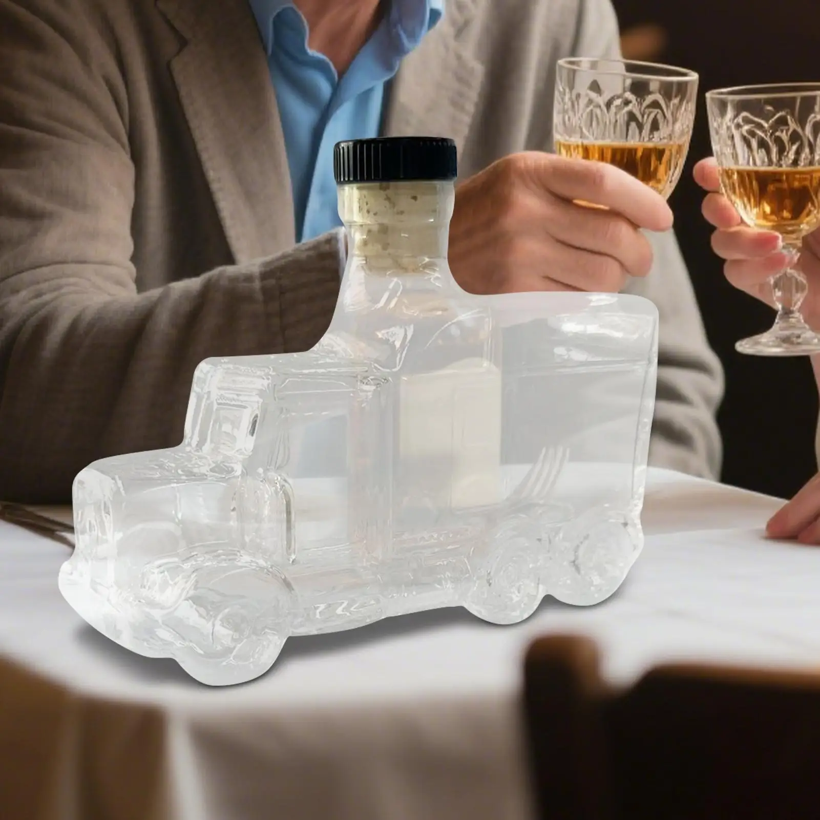 Decanters for Alcohol Whiskey Container Half Truck Decor 375ml Decorative Decanter with Stopper for Liquor Beer Champagne